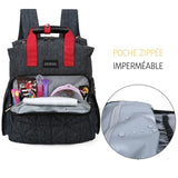 Vue poche exterieur sac à langer sac à dos gris foncé